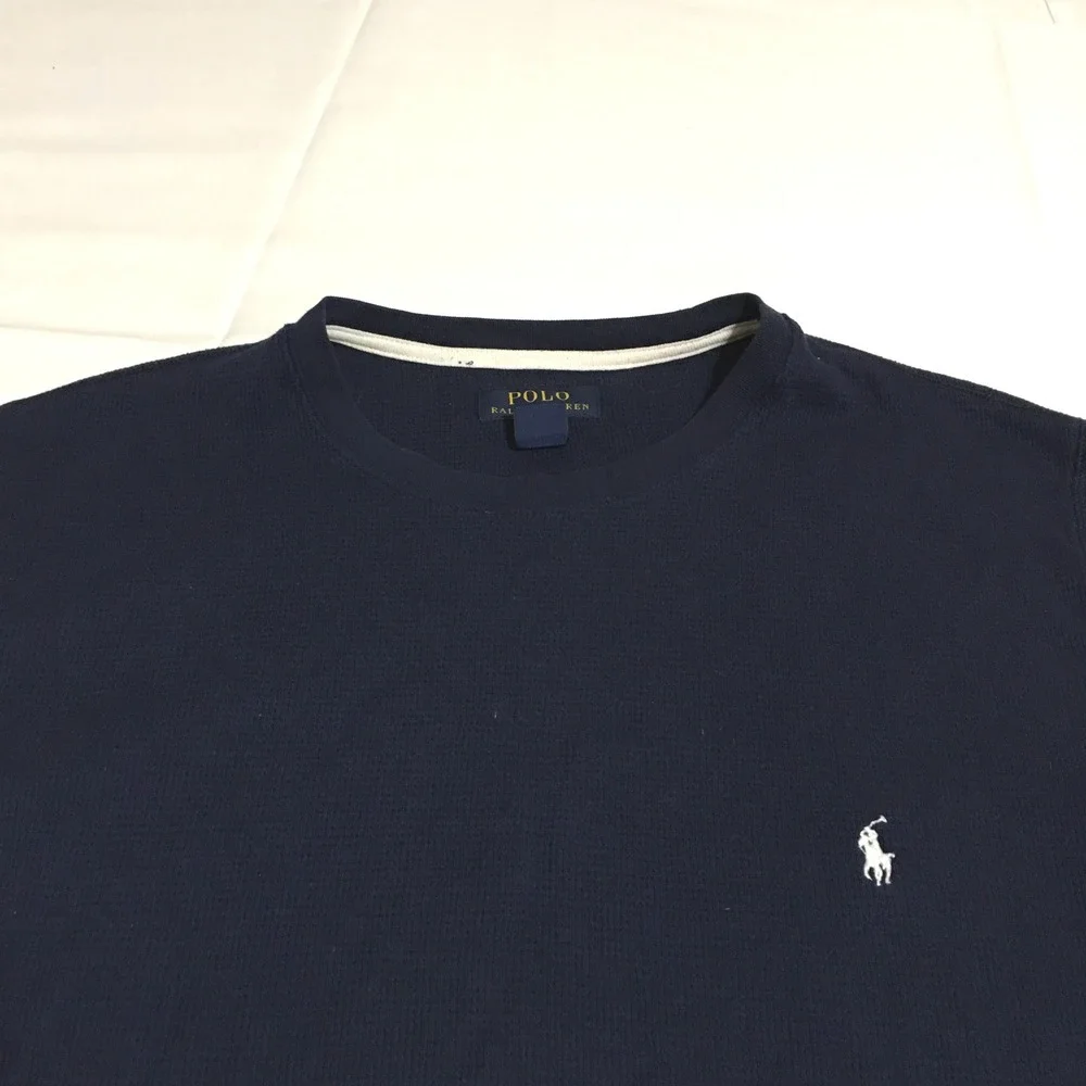 Polo Ralph Lauren Sleepwear Top Mens Large Navy Thermal Waffle Knit Long Sleeve